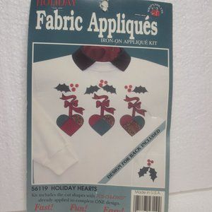 Vintage What's New Fabric Appliques Iron On Holiday Hearts